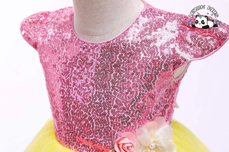 LEZONKIDS - Fancy Piano Performance Poncho Dress Children's Dress Rainbow Jacquard Princess Dress